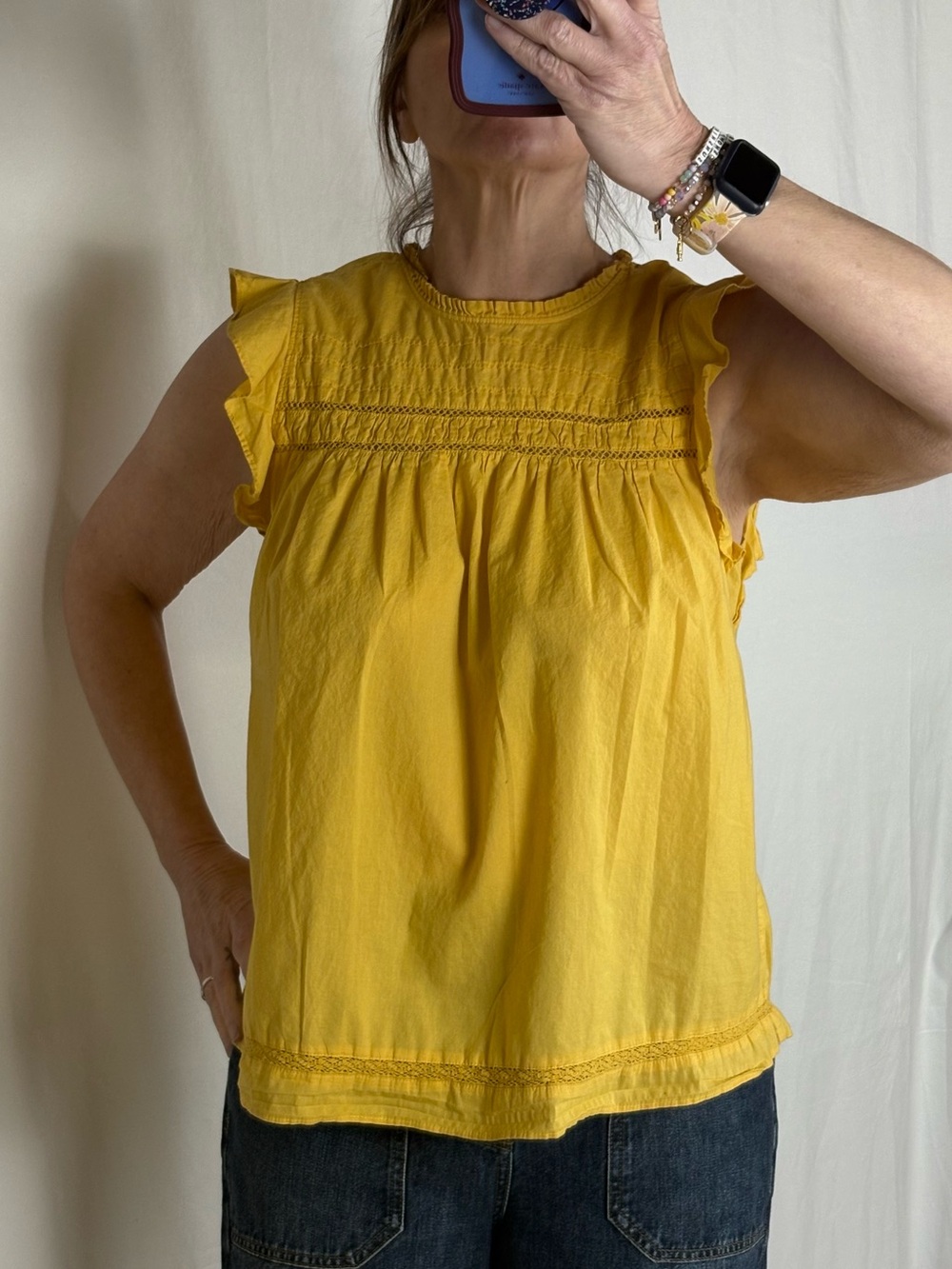 Old Navy Yellow Ruffle Trim Sleeveless Top